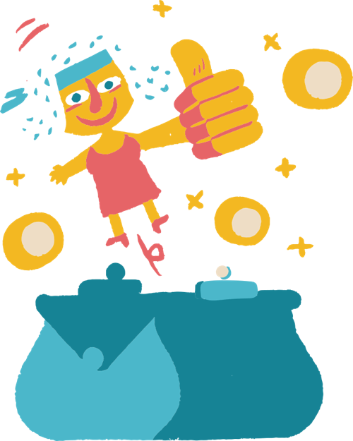 Unflop
                  digital illustration of a colorful person doing a thumbs up.